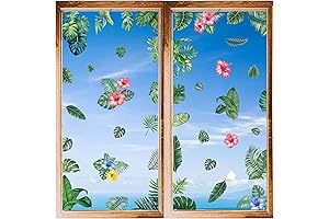 8 Styles Tropical Leaf Window Decals, Hawaiian Window Clings