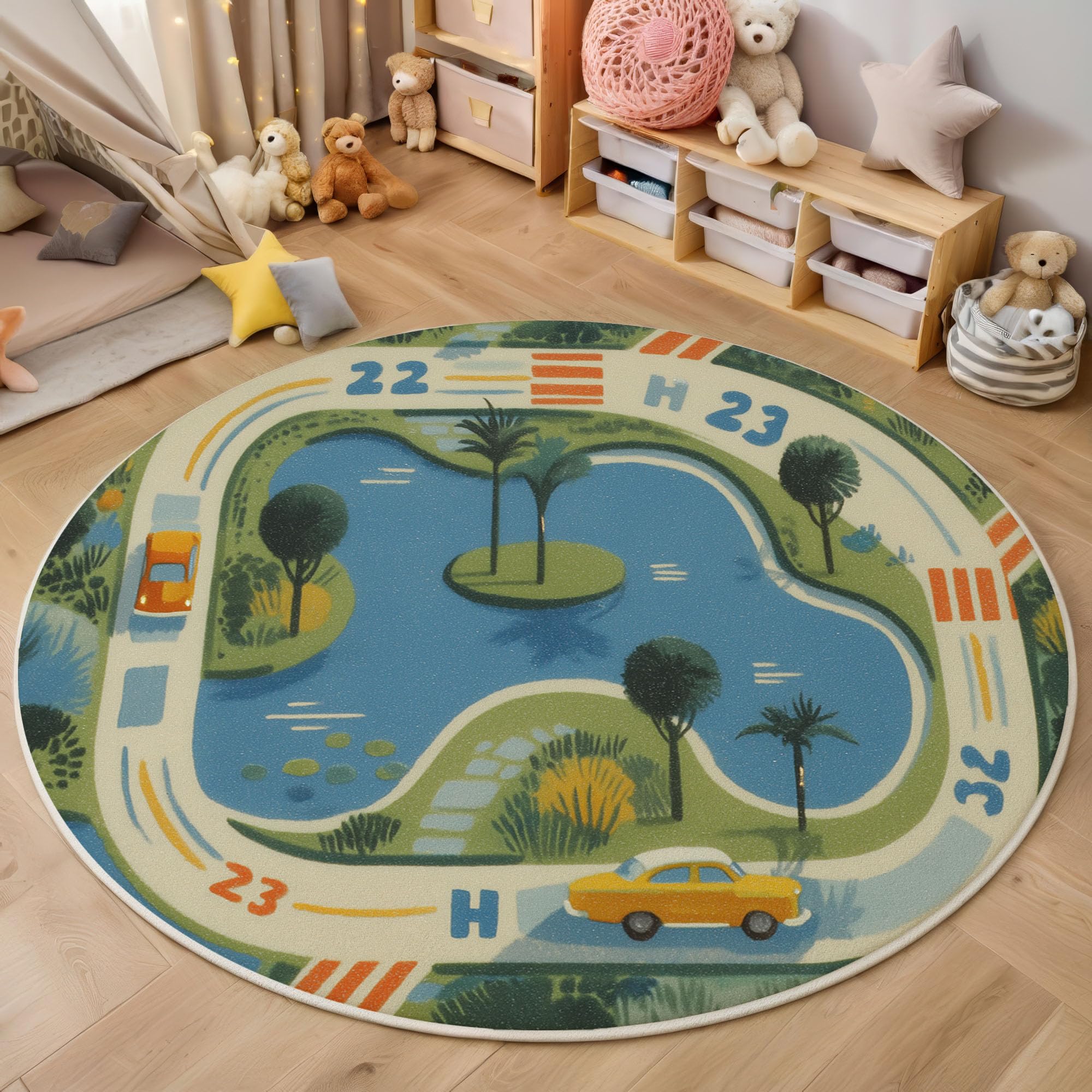 Carte du jeu tapis salon rond 80cm pour décoration chambre et cuisine