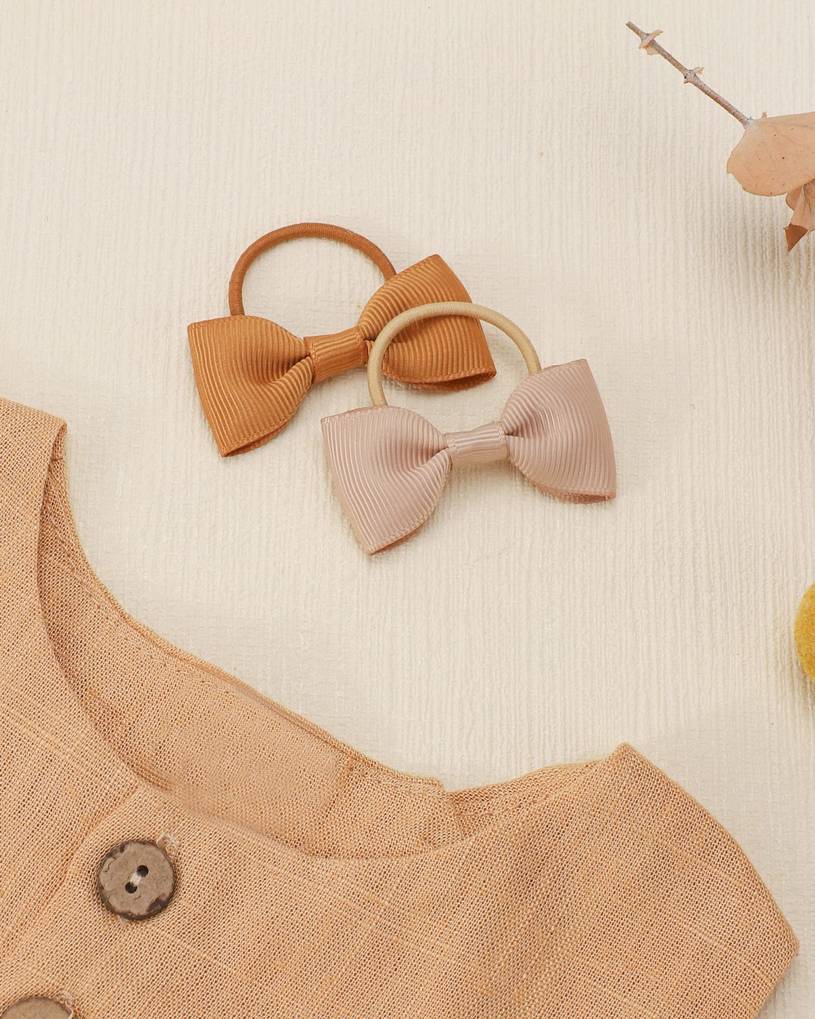 Jollybows Lot de 40 nœuds élastiques pour cheveux pour bébés et filles de 5 cm, ruban élastique pour cheveux, accessoires pour enfants et bébés, couleur foncée