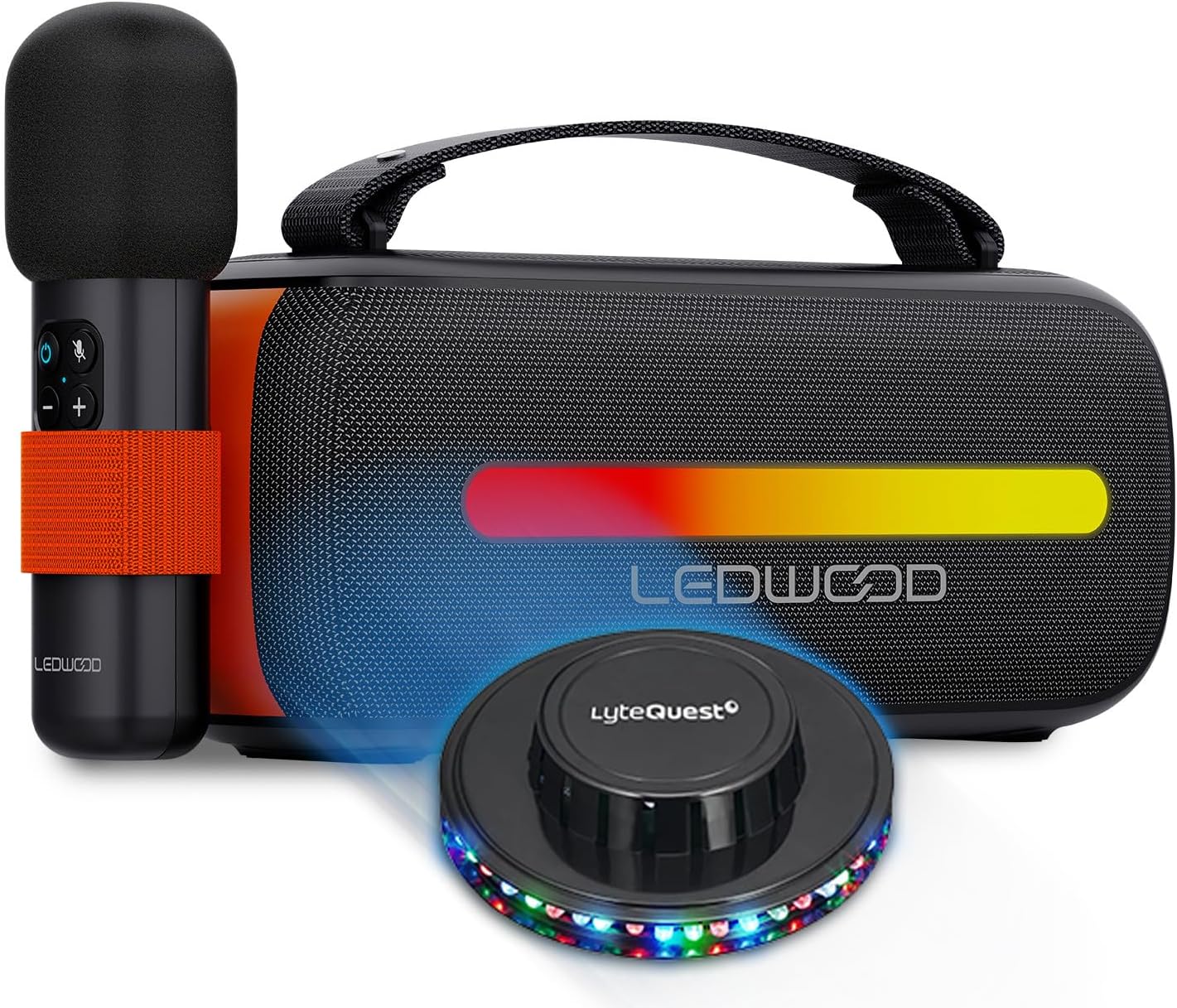 Ledwood ACCESS130 speaker with wireless microphone and UFO LED light