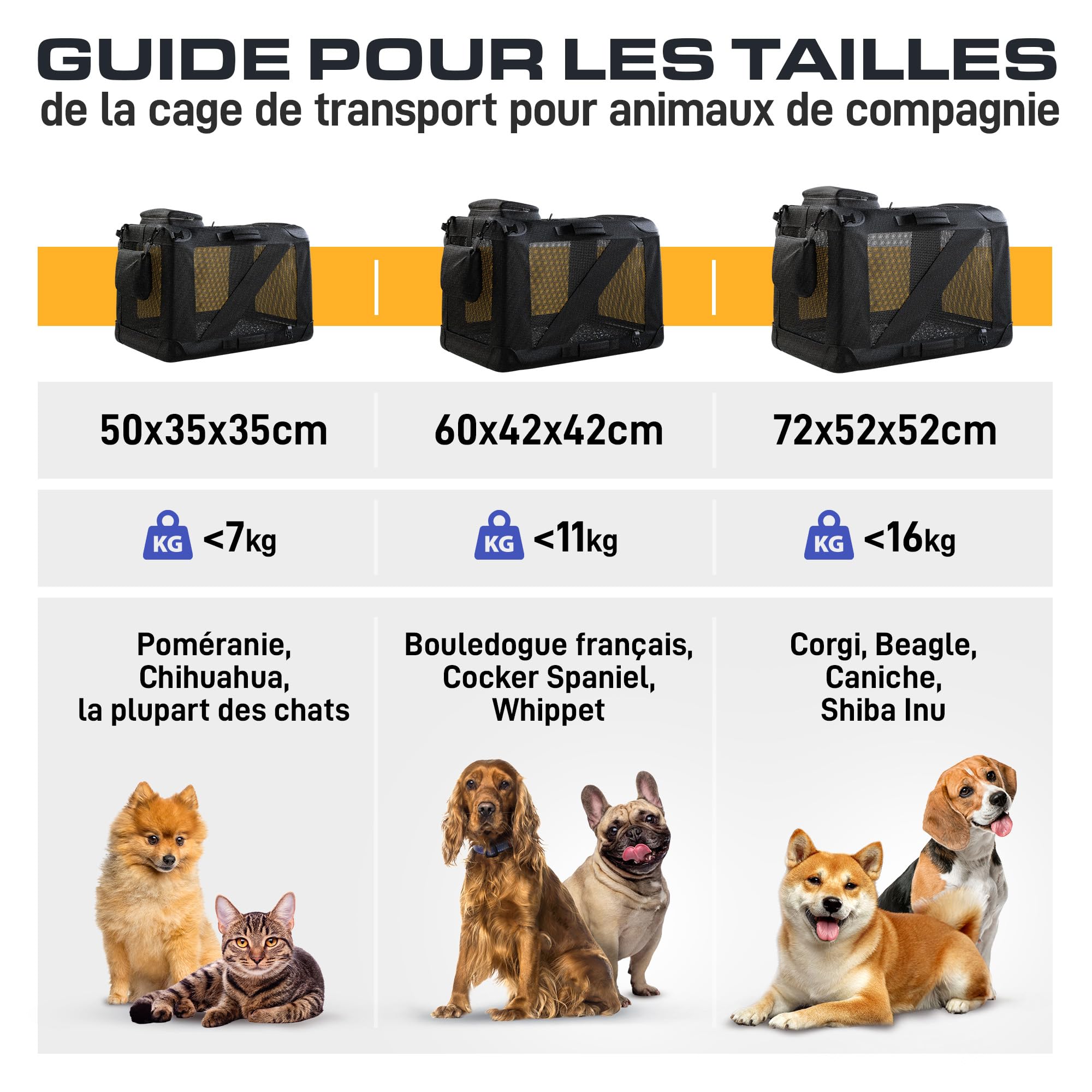 PETPROVED Caisse de voyage pour chien - Cage de transport pour chiens de grande taille - Caisse pliable pour voitures