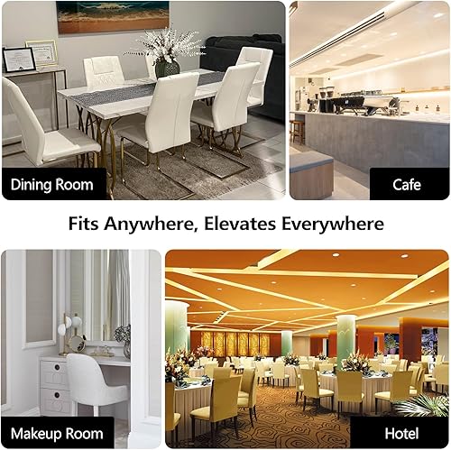 Miniatura 7 de cinkehome Juego de 4 sillas de comedor modernas, con respaldo alto, tapizada de piel sintética, sin brazos, con patas de metal para cocina, comedor,