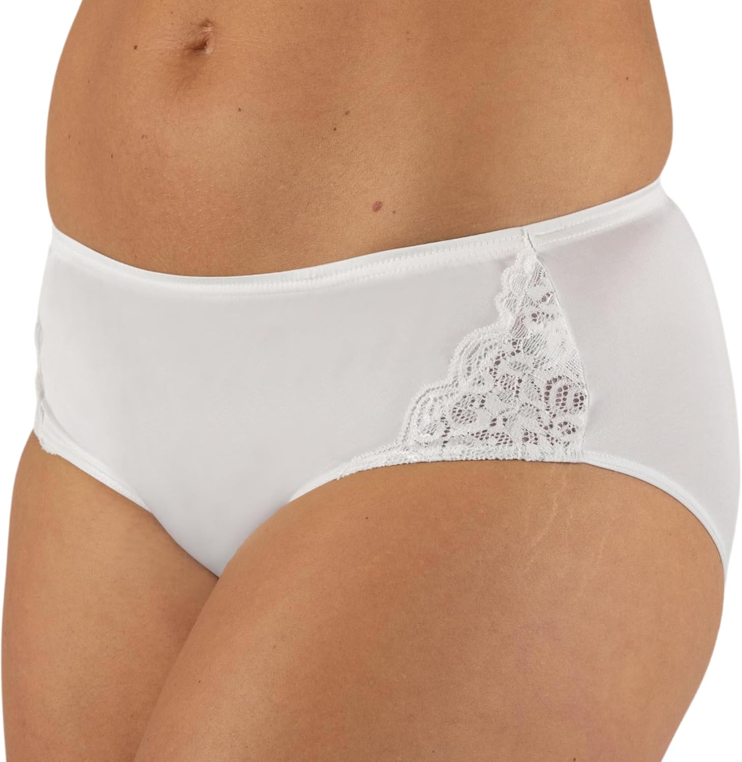 Shadowline Women's Nylon Hipster Panty with Lace Insert