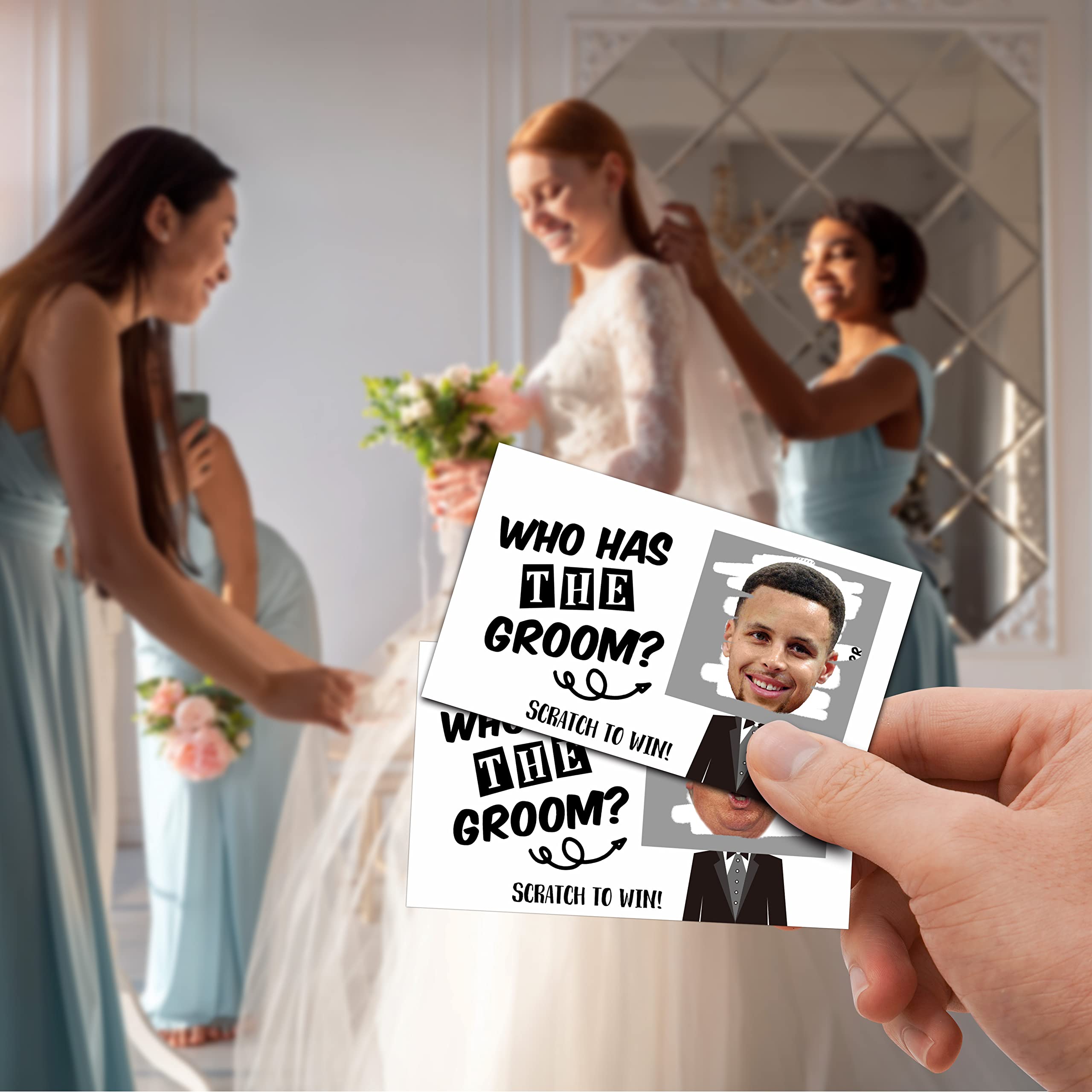Gry dla nowożeńców - 'Who Has The Groom' zdrapki - urocze zdrapki i naklejki - gra na wieczór panieński - wieczorne wyjście dla dziewczyn - dekoracje na prysznic panny młodej - 36 szt. (D01)