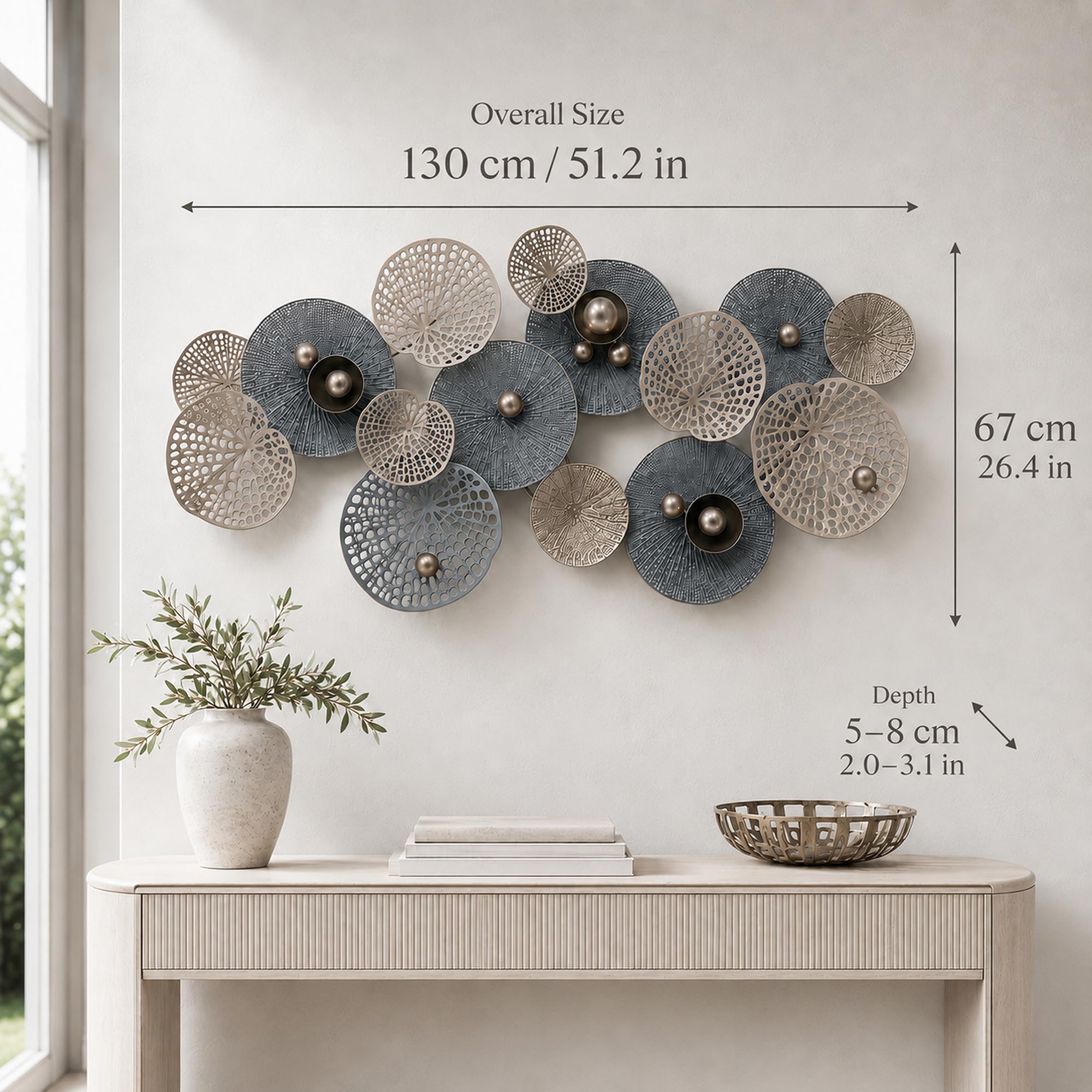 Decorazioni da Parete Trame Circolari 3D,Blu Scuro,130x67cm