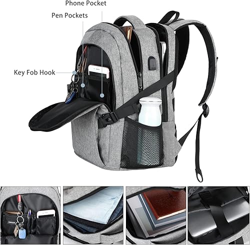 Miniatura 9 de ANKUER Mochilas para hombres y mujeres, mochila para laptop de hasta 15.6 pulgadas para viajes, mochilas con puerto de carga USB, mochila de trabajo