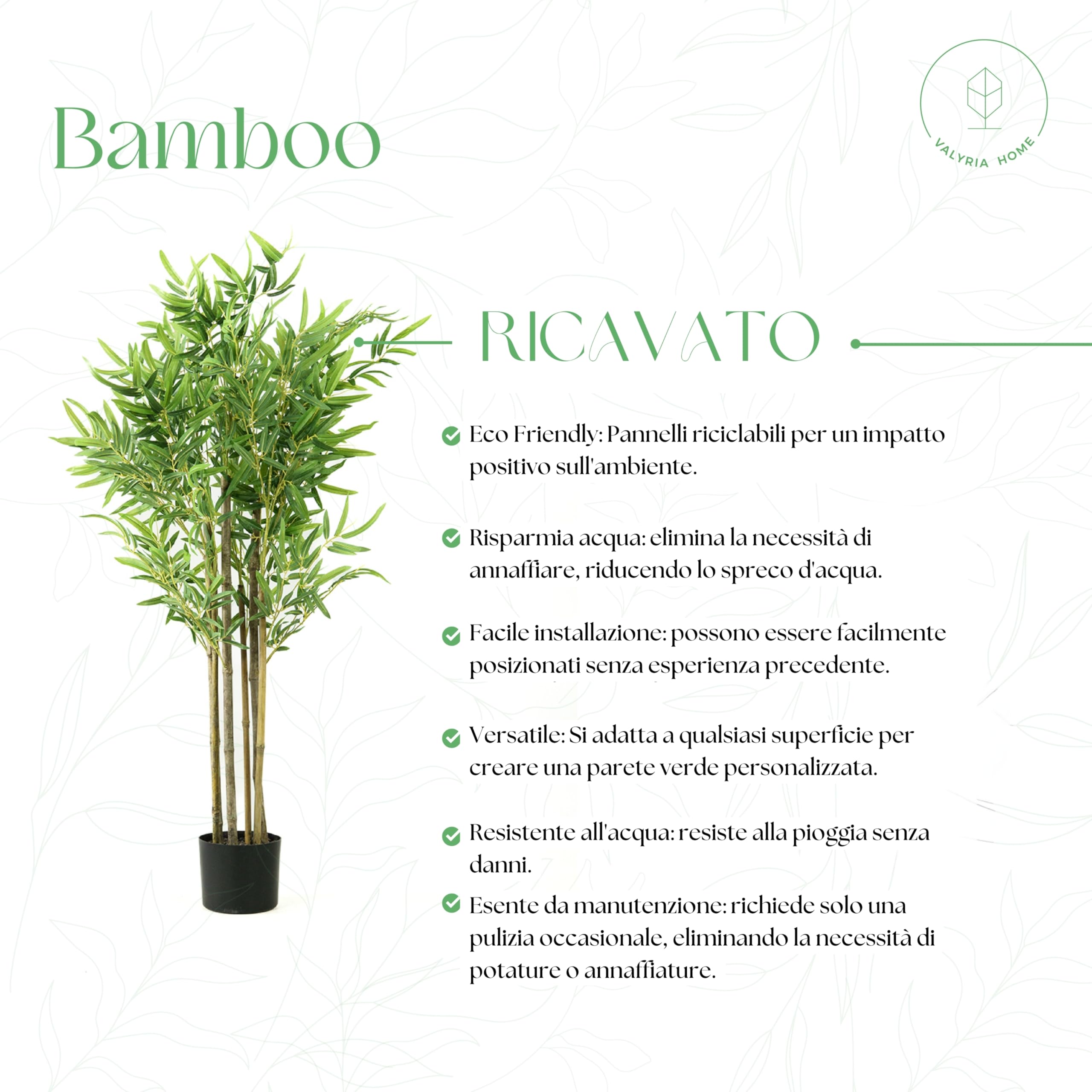 Bambù Artificiale 105 cm - Piante Finte Bambù con vaso in plastica - Pianta Finta Decorativa per Interno ed Esterno - Decorazione per Casa e Ufficio