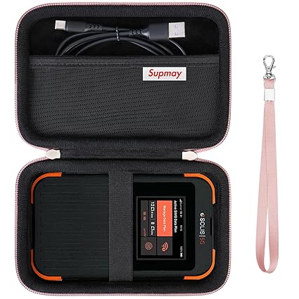 Supmay Hard Carrying Case for Solis 5G WiFi Mobile Hotspot for Travel, Local and International Coverage Router, Protective Cases Bag with Mesh Bag for USB Cable and Accessories, Rose Gold+Black