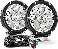 Nilight 5.7 Inch 50W LED Driving Light Pods Spot Flood Combo 6500LM IP68 w/ Wiring Harness for Offroad ATV UTV Truck