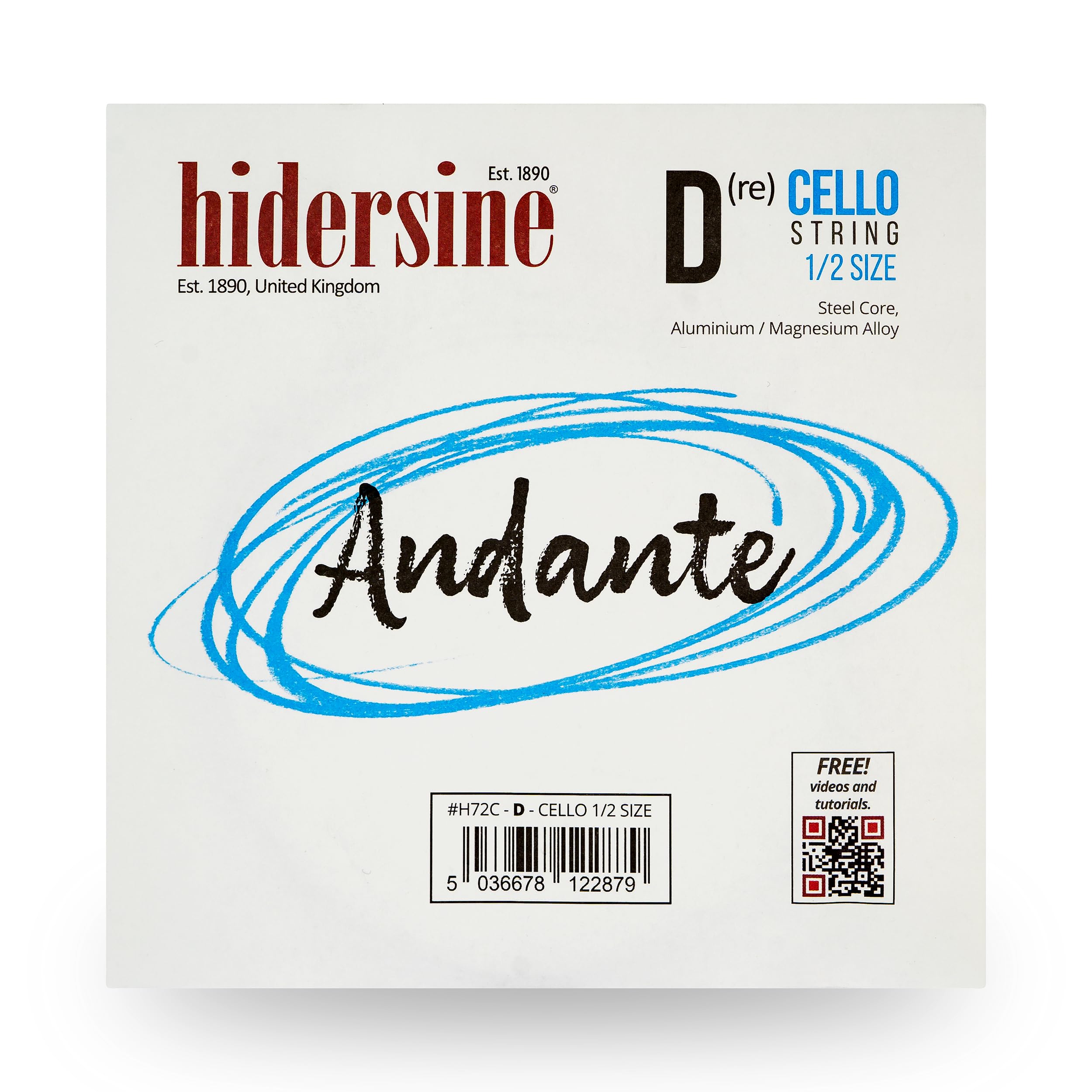 Hidersine Andante CELLO D String for 1/2 size. Steel Core
