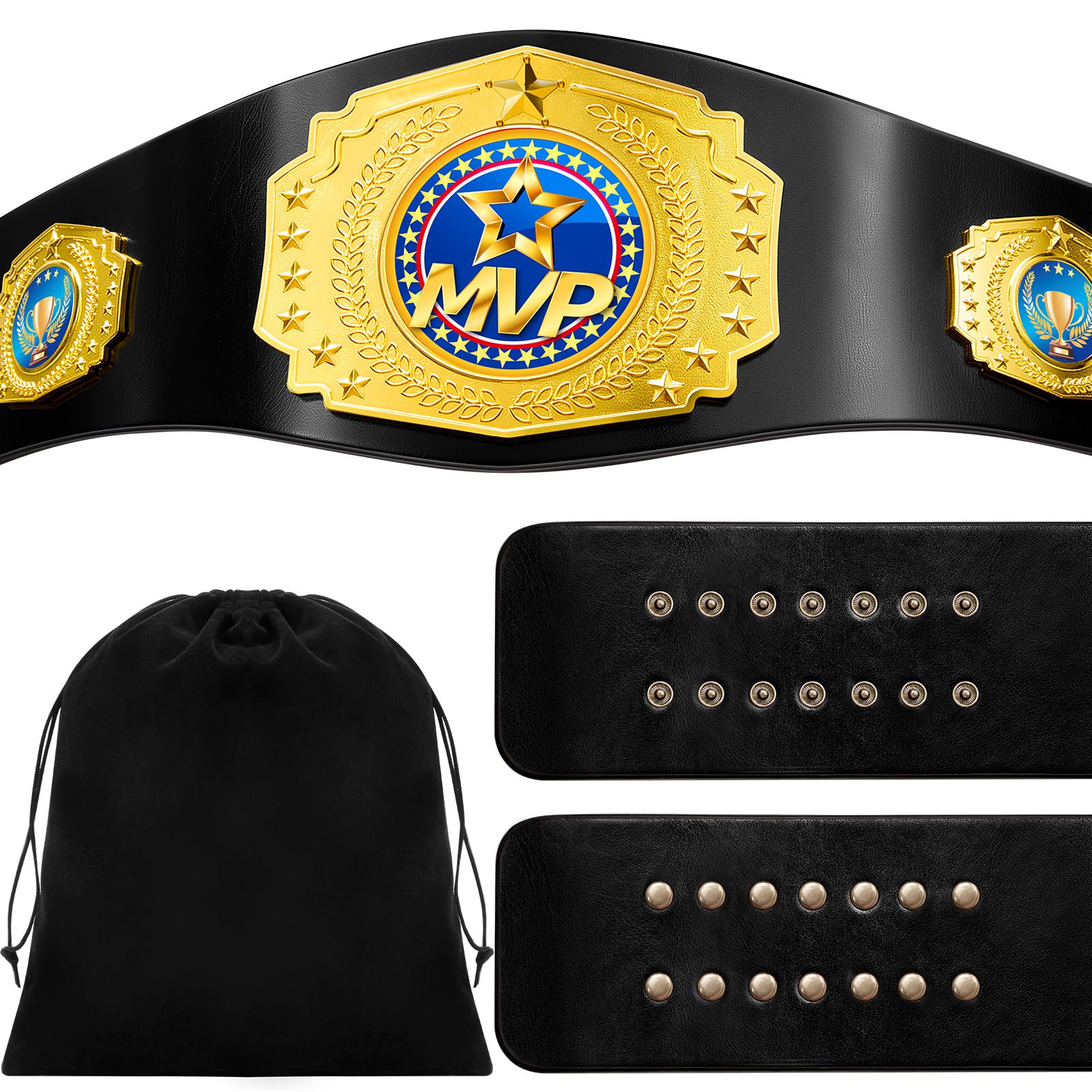 Wiwiqing Cinturón de campeonato de 51 pulgadas para adultos, cinturón de trofeo de campeón grande de cuero, cinturones de título de lucha libre para premios pesados, deportes, premios y eventos