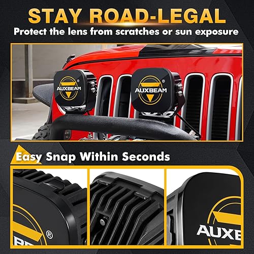 Miniatura 5 de Auxbeam Luces LED ámbar DRL de 5 pulgadas de 132 W con cubiertas protectoras negras, luces de conducción de inundación todoterreno con 2 cubiertas