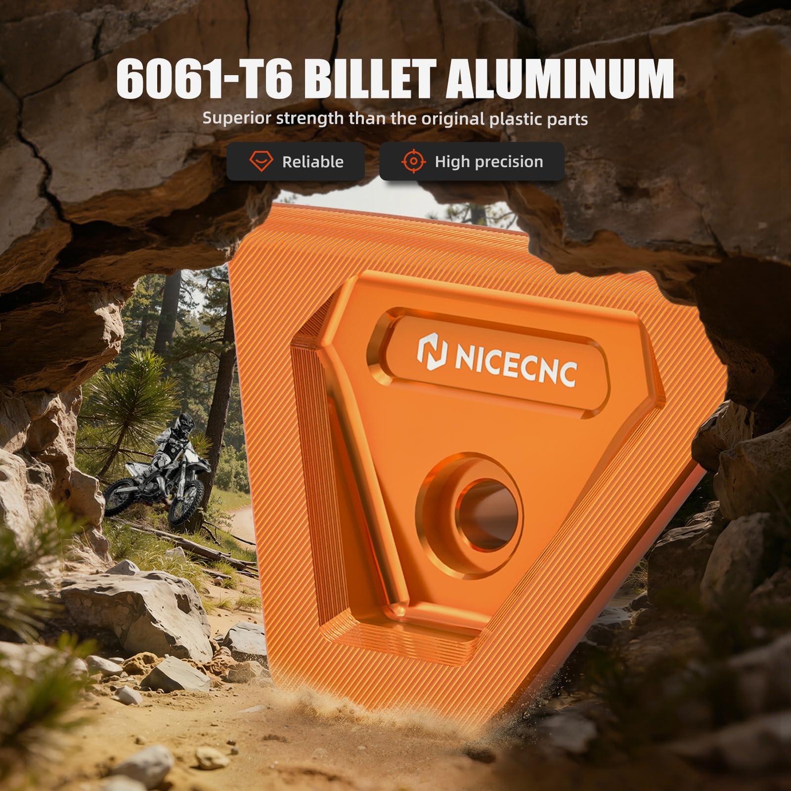 NICECNC Couverture de siège Protection Moto, CNC Aluminium Compatible with KTM 125-450 XC/SX/XCF/SXF 2023-2026, 150-500 EXC/EXCF/XCW/XCF-W/XW-F 2024-2026 Orange, Facile à Installer