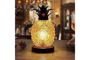 Golden Glass Pineapple Lamp with Twinkling Glitter inside for Decoration & Accent...
