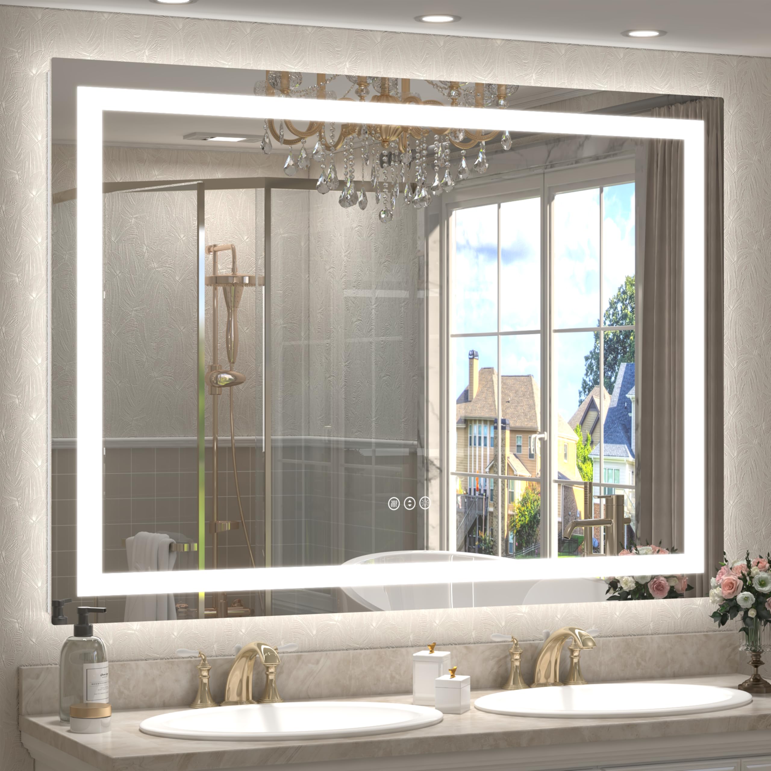 Amazon.com: CHARMOR 55x40 inch Large LED Mirror for Bathroom, Lighted ...