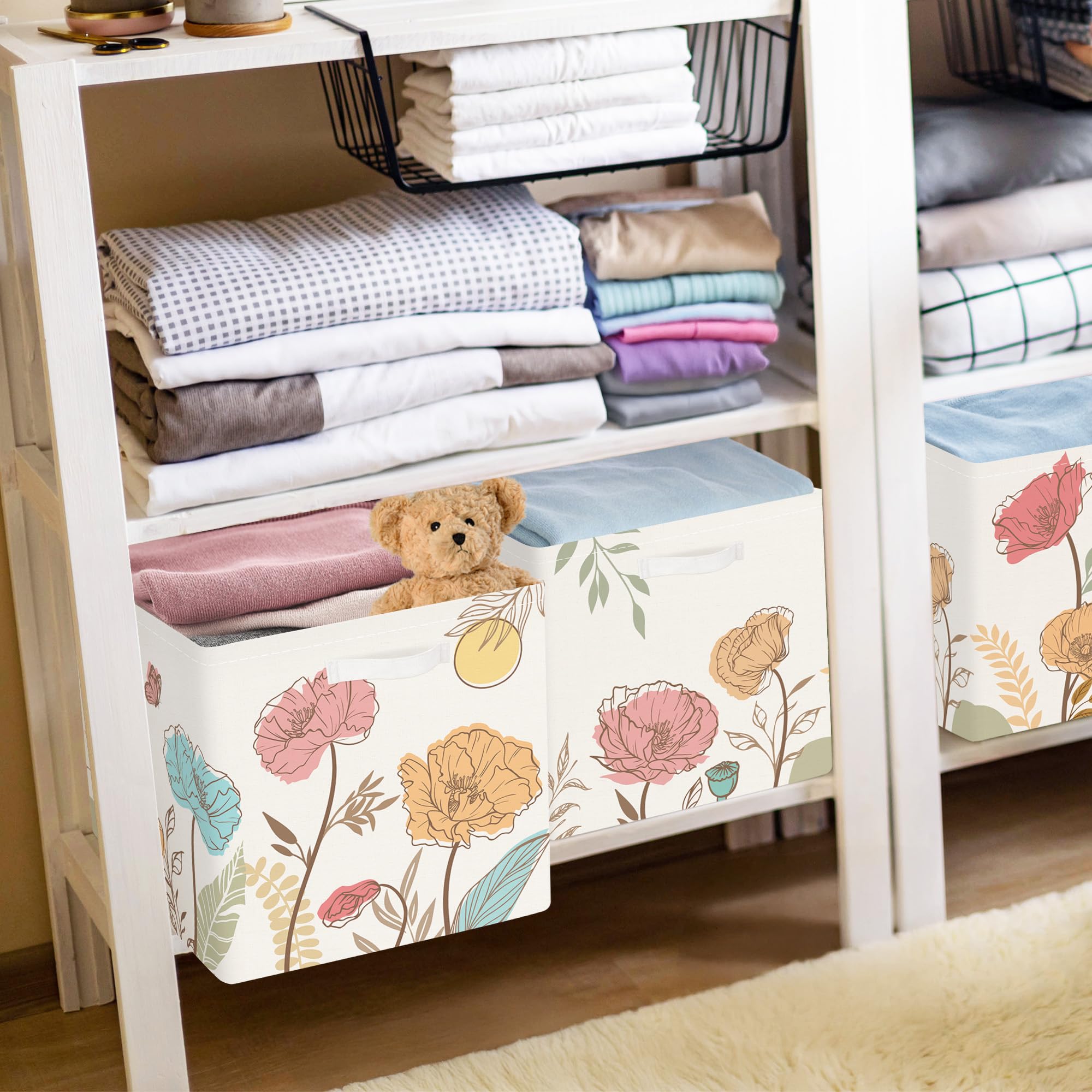 HUUMONSS Boho Dinosaur Storage Cubes, Set Of 3 – 11.8 Inch Foldable Cloth Bins For Toys, Clothes, Nursery & Kallax Shelves