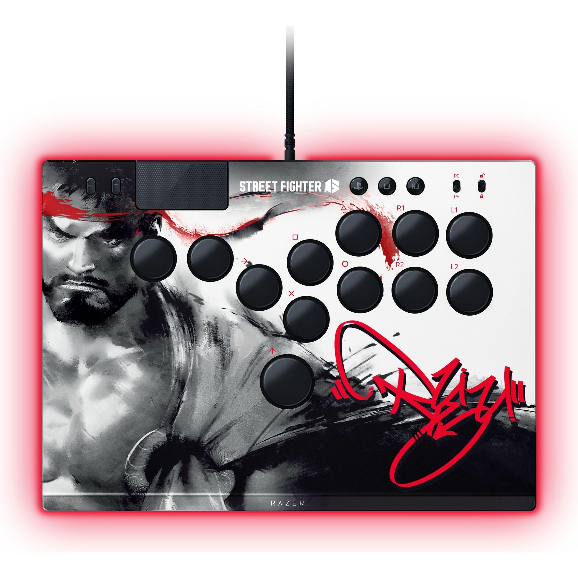 Razer Kitsune Ryu Edition - Mando óptico de estilo arcade para PS5 y PC - Disposición con 4 botones direccionales de precisión - Interruptores ópticos lineales planos | Ryu Ed.