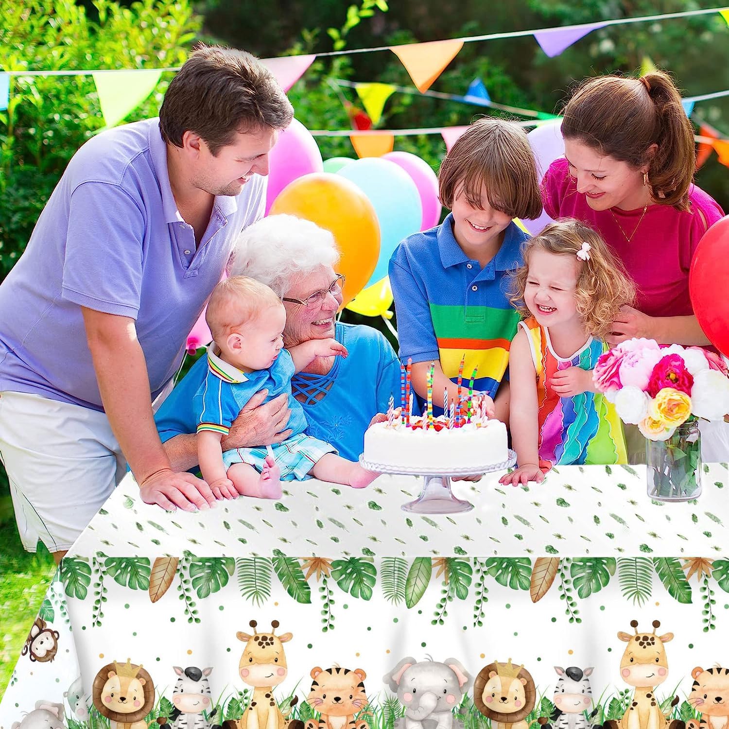 2x Safari Tischdecke Für Kindergeburtstag – Dschungel-Motiv, Wasserdicht, 108x180cm