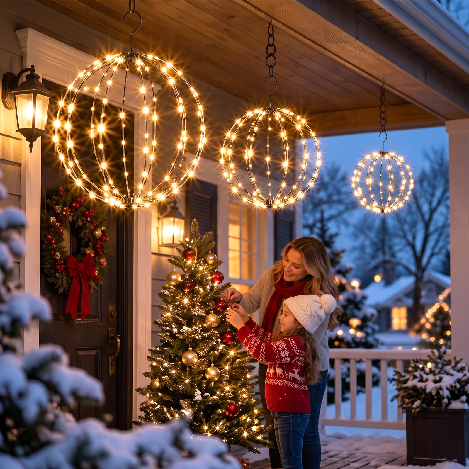 SUNYRISY Illuminazione natalizia per esterni a LED, sfera luminosa da