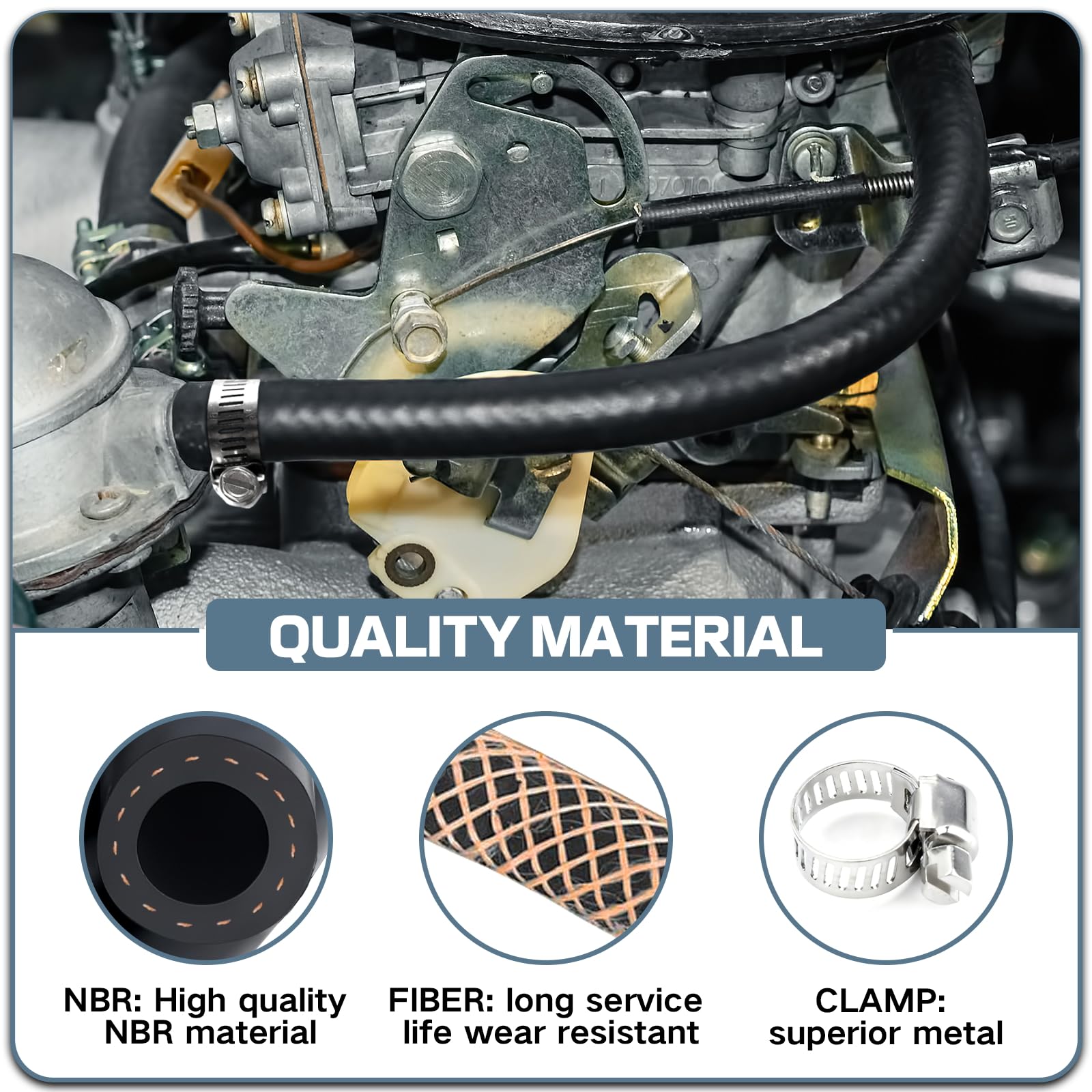 5mm Fuel Line Hose,Fuel Hoses,Gas Line Hose,1 Meter Rubber Pipe with 6 Hoses Clamps,Outer Diameter 11mm,Car Fuel Tube,Petrol Rubber Tube,Diesel Pipe for Trucks,Cars,Tractors and Small Engines - 3