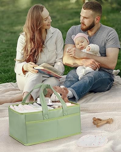 Miniatura 8 de URMYWO Organizador de pañales Organizador de pañales impermeable para bebé con asa, organizador portátil para guardería, cesta de almacenamiento