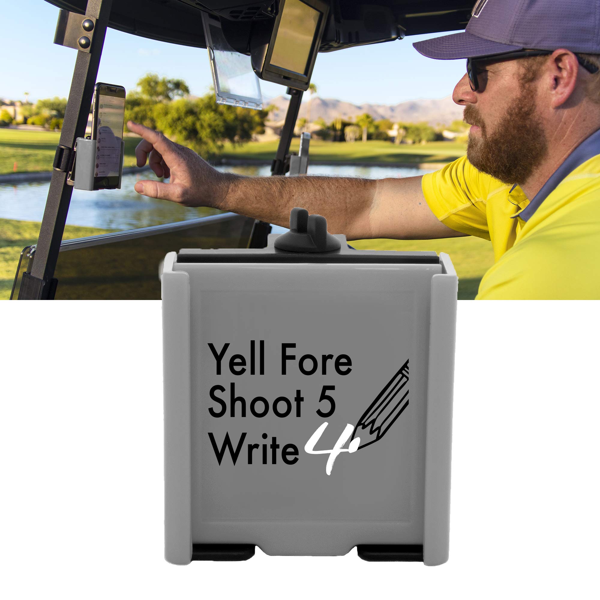 DESERT FOX GOLFPhone Caddy – Funny Quotes Golf Cart Phone Holder with Secure Strap for Hands-Free GPS & Golf Apps – Gifts for Men & Women