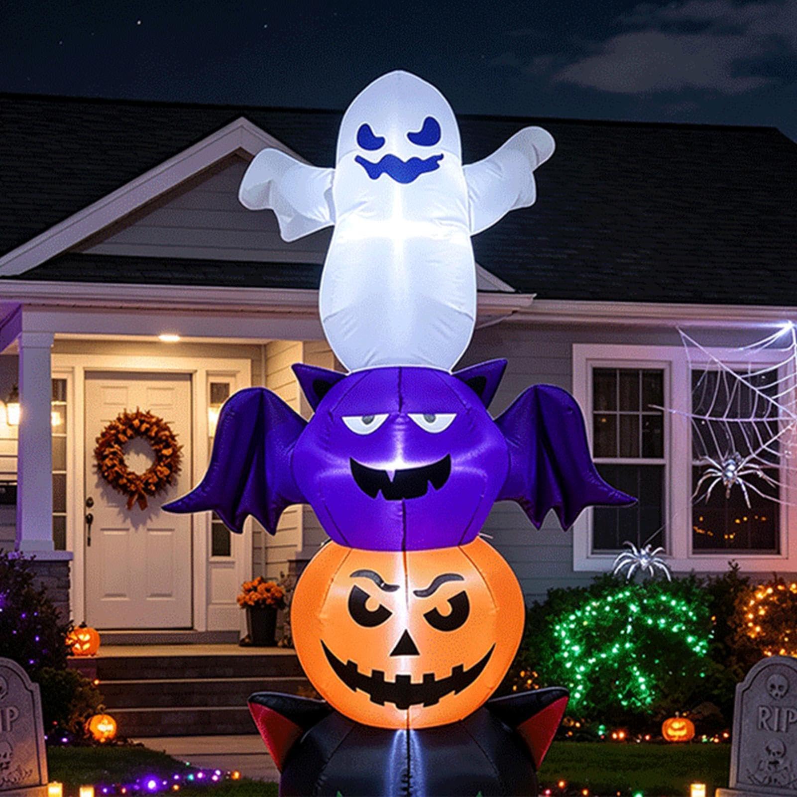 Decorazioni gonfiabili per Halloween, fantasma e gonfiabile a LED | Decorazione da giardino illuminata per esterni, giardino, cortile, portico, sentiero, casa infestata