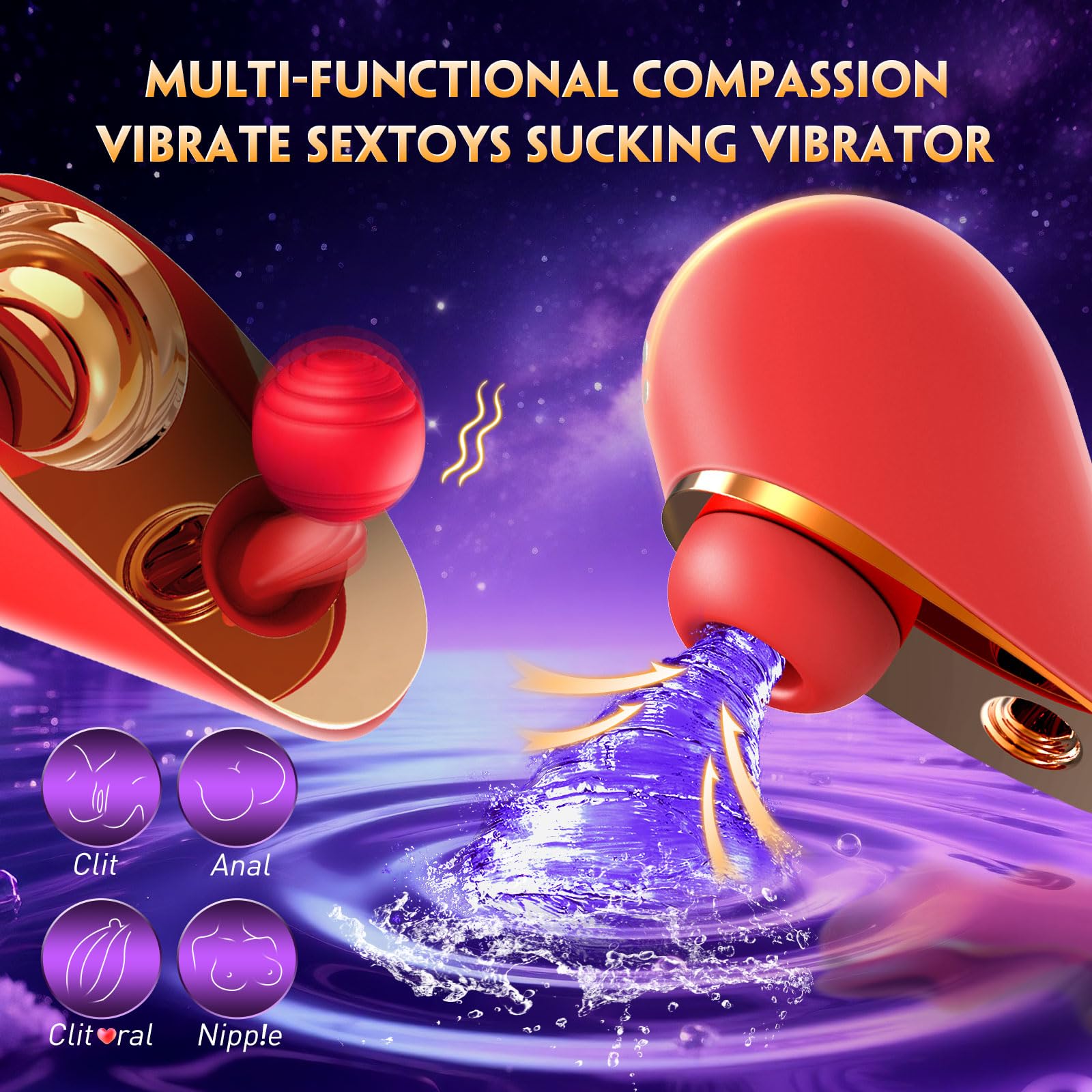 Jouets sexuels vibrants pour femmes - Zungenvibrateur avec Nippelsauger 3 en 1 - Vibrateur Clitoridien & G-Spot, Apparence Discrète, Plusieurs Vitesses de Vibration (rouge)