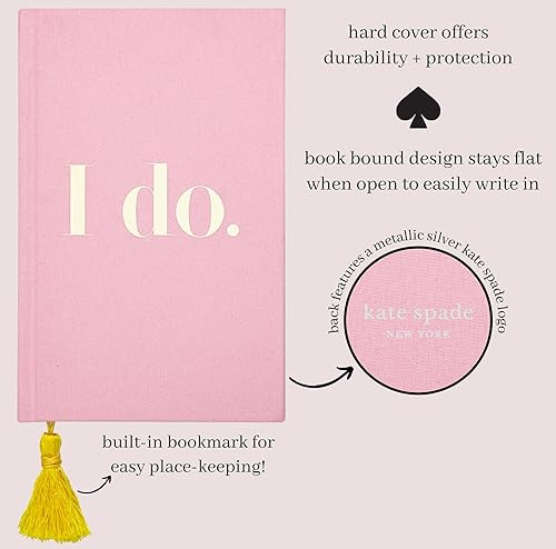 Miniatura 3 de kate spade new york Diario de novia rosa para mujer, cuaderno encuadernado de 8.25 x 5.25 pulgadas con 200 páginas rayadas, I Do