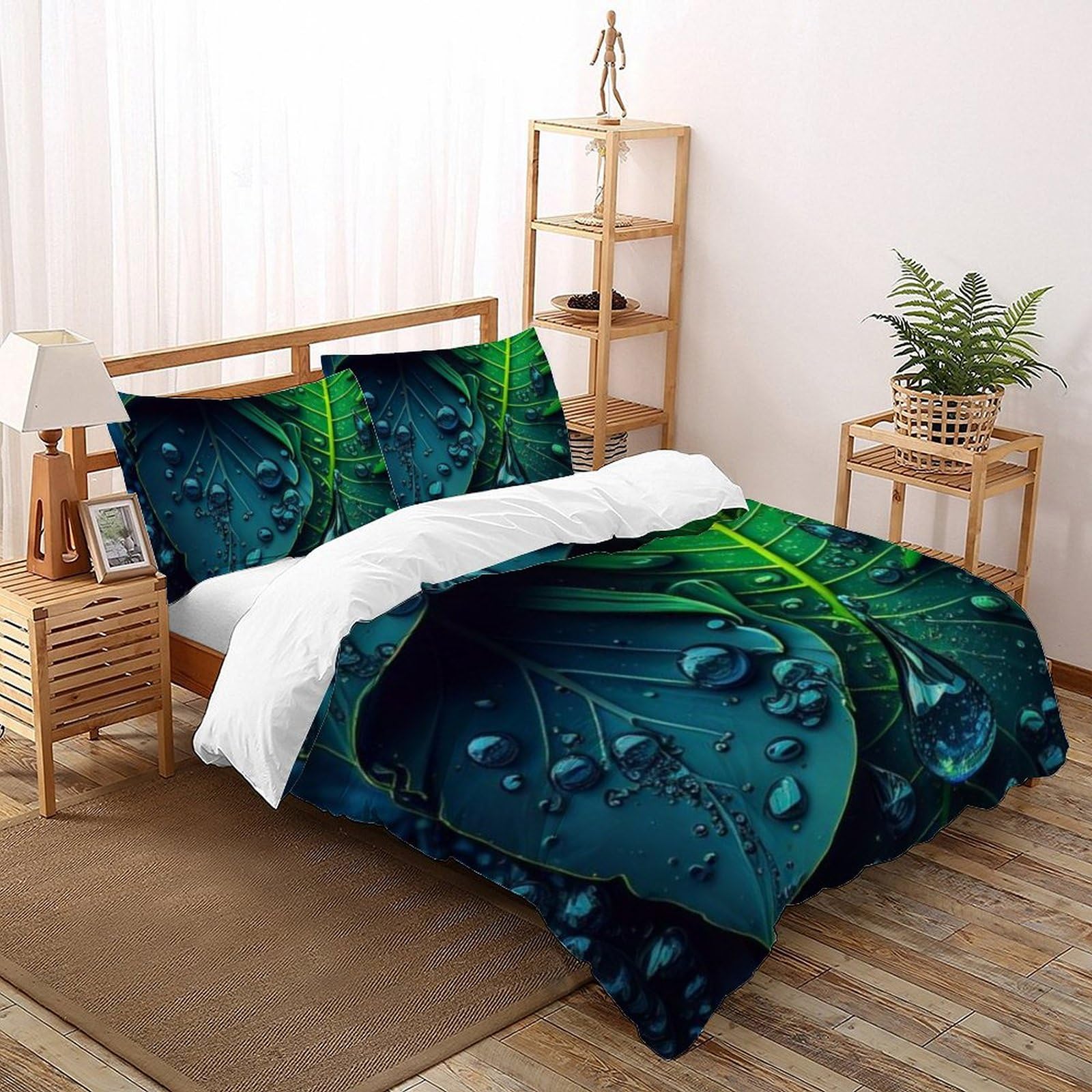 Housse de couette double plantes 200x200 microfibre à motif nature 3D