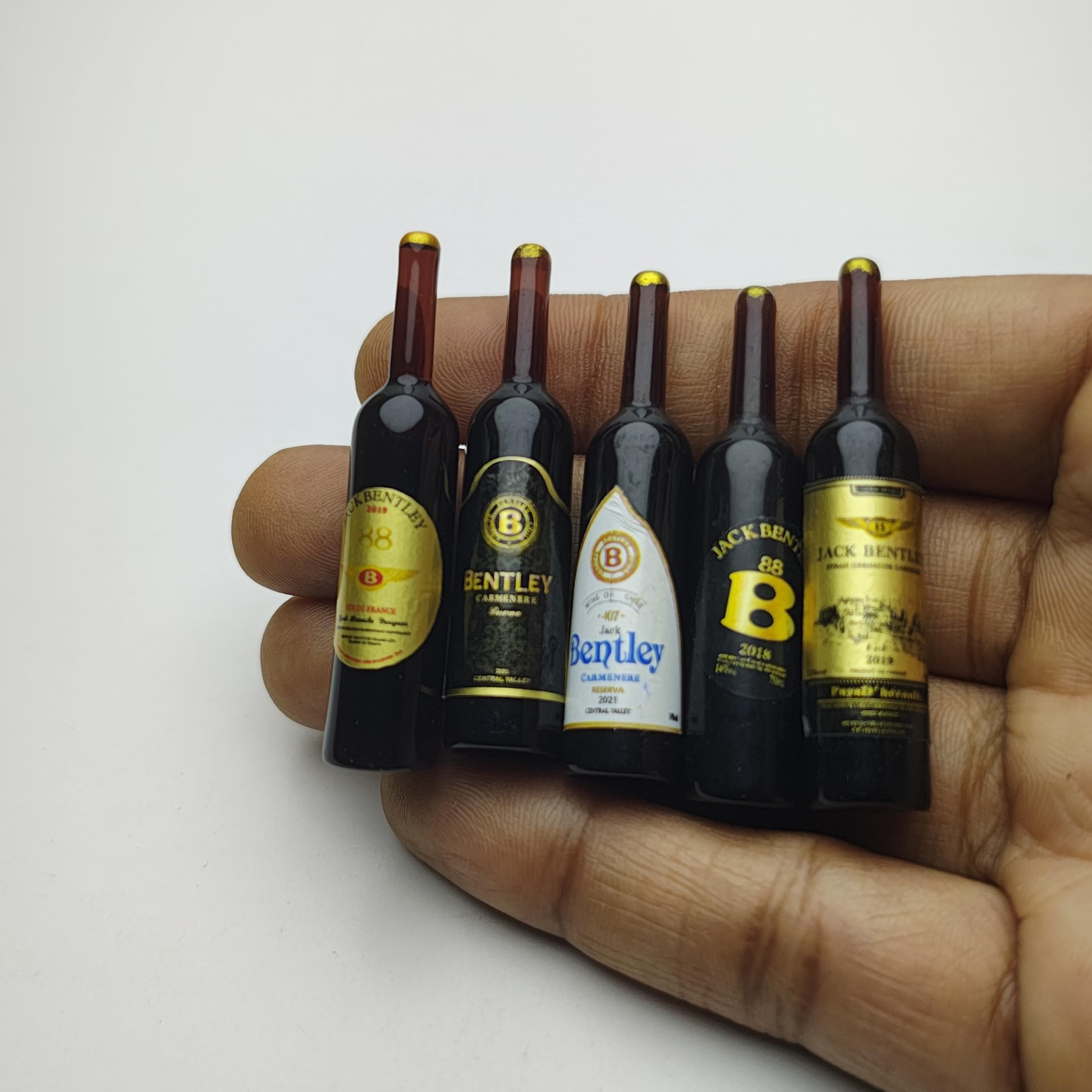 Miniature Wine Bottle Set for Dollhouse | 5 Piece Realistic Beverage Bottle Collection | Dollhouse Bar & Café Accessories (2 Design Variants)-image-39