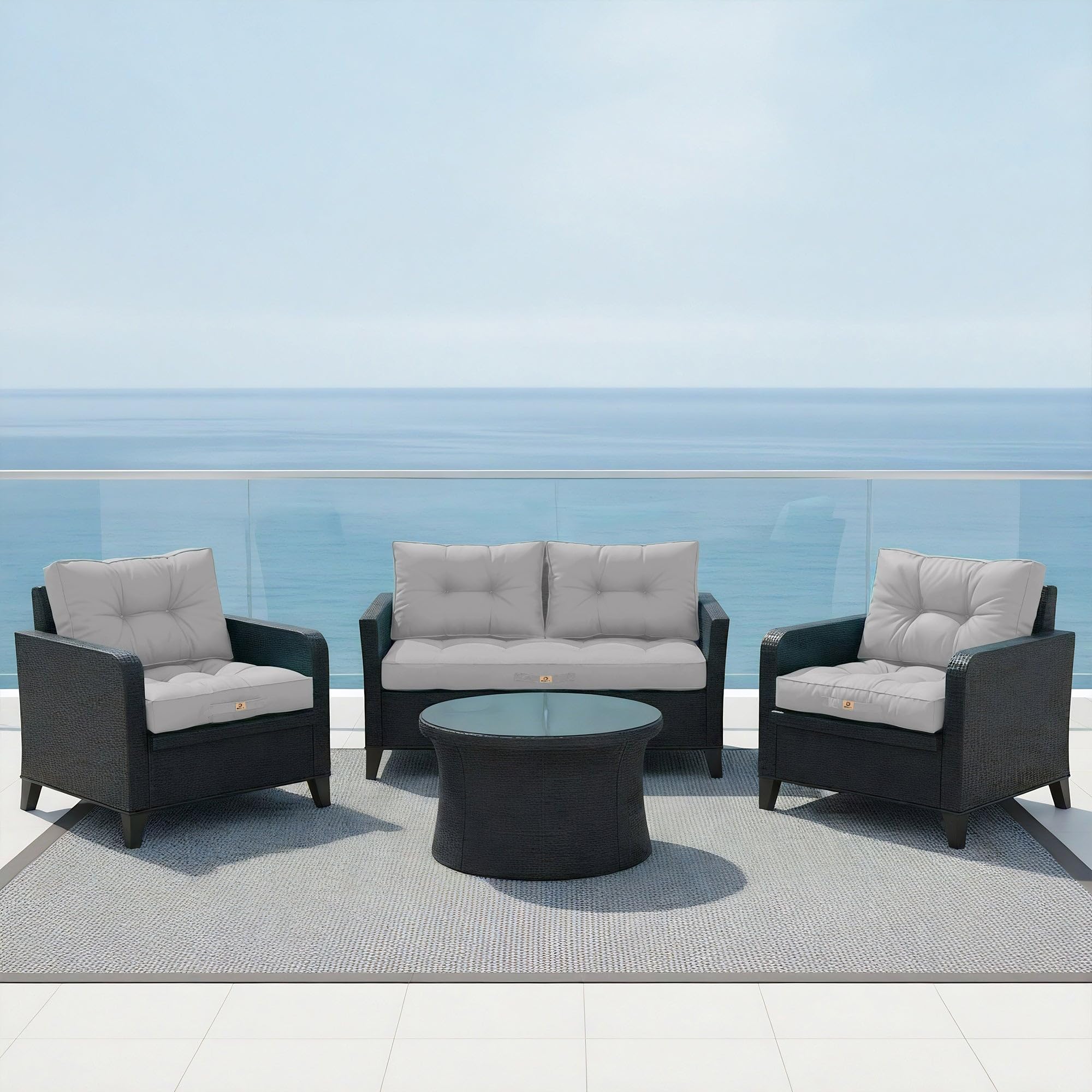 Cojines Exterior para salón de jardín - Ideal para terraza, balcón y salón de Exterior - 60x60 cm - Acolchado, Impermeable y Anti-UV - Gris Guijarro - DÉCO Arts