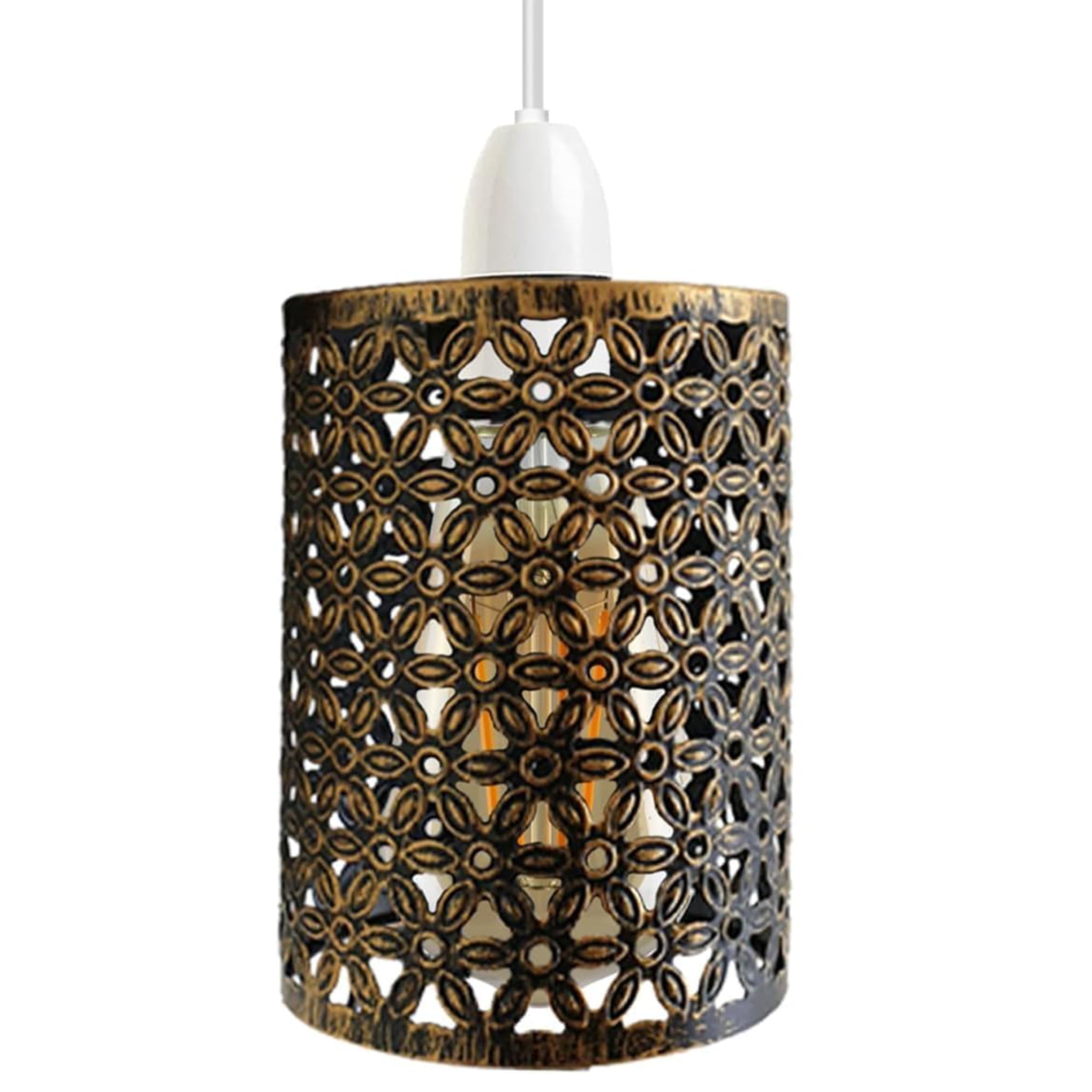 Industrial Metal Wire Cage Pendant Light Shade Easy Fit Ceiling Lampshade Drum Shaped Vintage Retro Lamp Shade for Kitchen Living Room Dining Room Corridor Loft Lighting