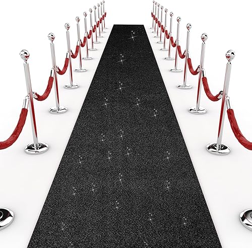 Shihanee Alfombra de pasillo de lentejuelas para boda, alfombra con purpurina con cinta de alfombra, brillante, para baile de graduación,