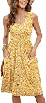 MOLERANI Women Summer Dresses Sleeveless Casual Swing Button Down Sundress | Functional pockets, Flattering silhouette, Elastic waist, Soft, stretchy material, Tummy-friendly
