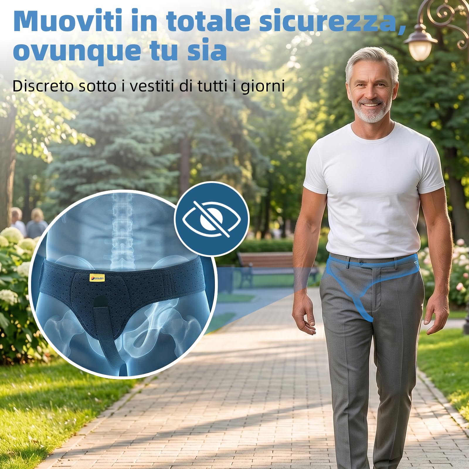Tenbon Cintura per ernia per uomini e donne Cintura per ernia regolabile flessibile Supporto per ernia Sollievo dal dolore con cuscinetti di compressione rimovibili Ernia sinistra e destra (L, Black)