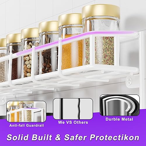 Miniatura 10 de SUFAUY Estante de especias de pared para cocina, 3 niveles para puerta de despensa, organizador de especias para montaje en pared, color negro