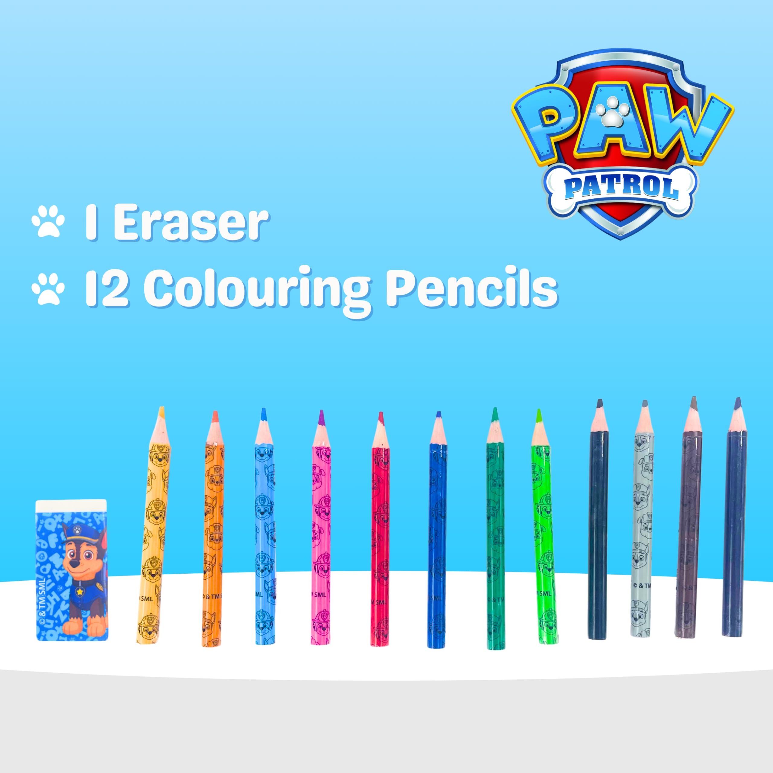 Paw Patrol Ensemble de Papeterie, Crayons de Couleur, Marqueurs, Cahier, Mallette Scolaire Enfants