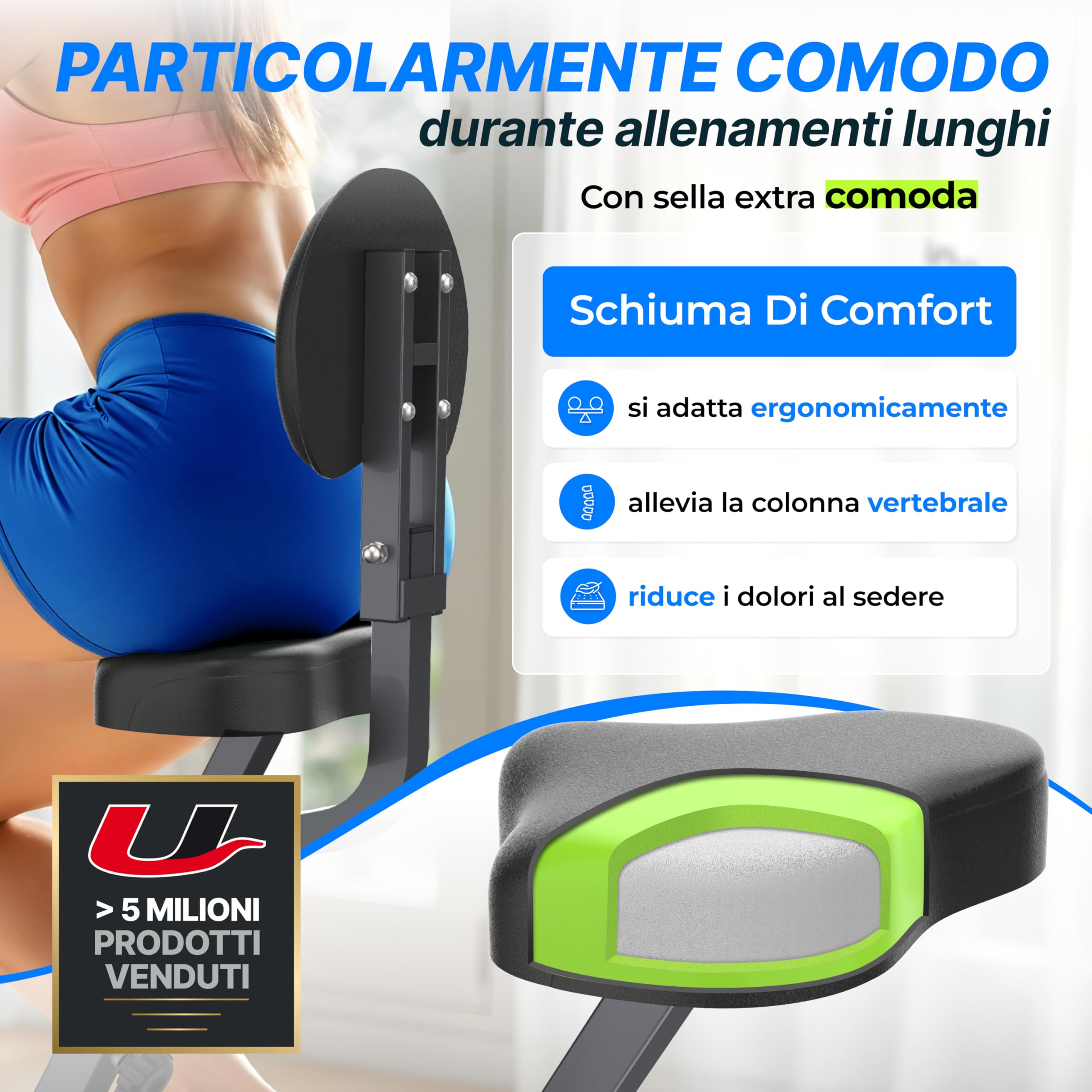 Ultrasport F-Bike Cyclette da Casa Pieghevole I Cyclette Pieghevole da Casa fino a 130 KG con Sella Extra Confortevole, LCD Display e Sensori delle Pulsazioni, Cyclette da Camera