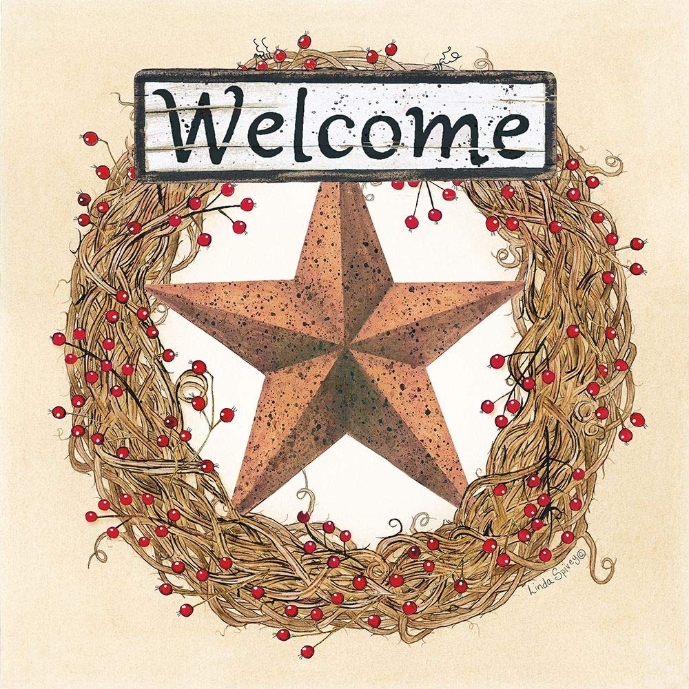 Posterazzi PDXLS1625LARGE - Guirnalda de bienvenida con diseño de estrella de granero, 61 x 61 cm, multicolor