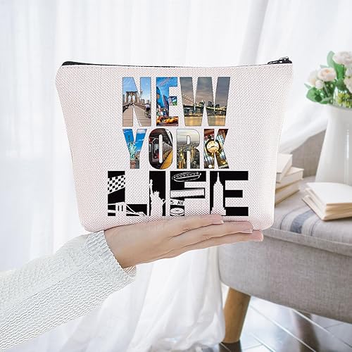 Miniatura 7 de WZMPA Bolsa de maquillaje cosmético de la vida de Nueva York regalo de la ciudad de Nueva York bolsa de la cremallera de las vacaciones de Nueva