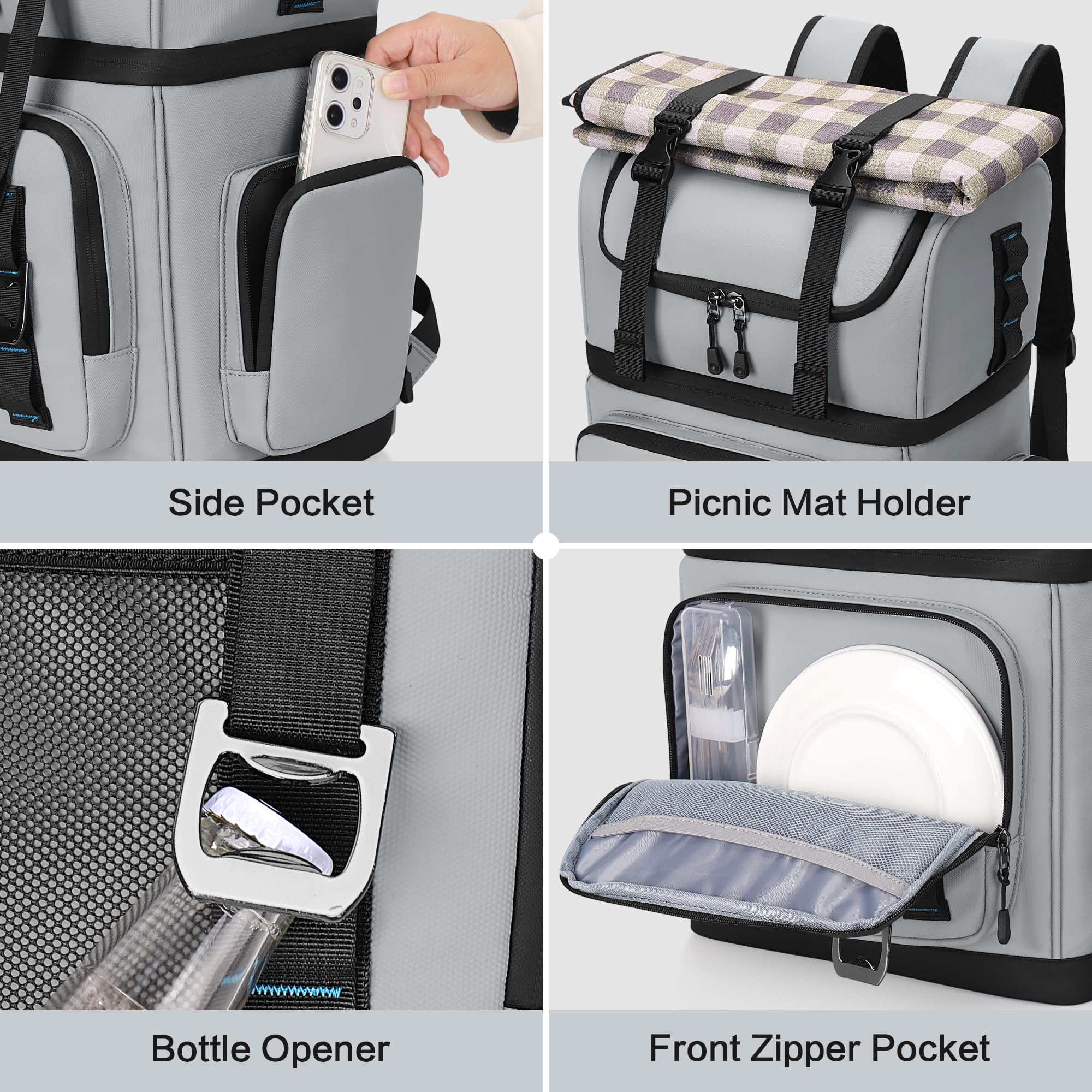 Mochila Nevera Isotermica Grande, Doble Capa Impermeable Mochila Termica, Bolsa Picnic A Prueba de Fugas