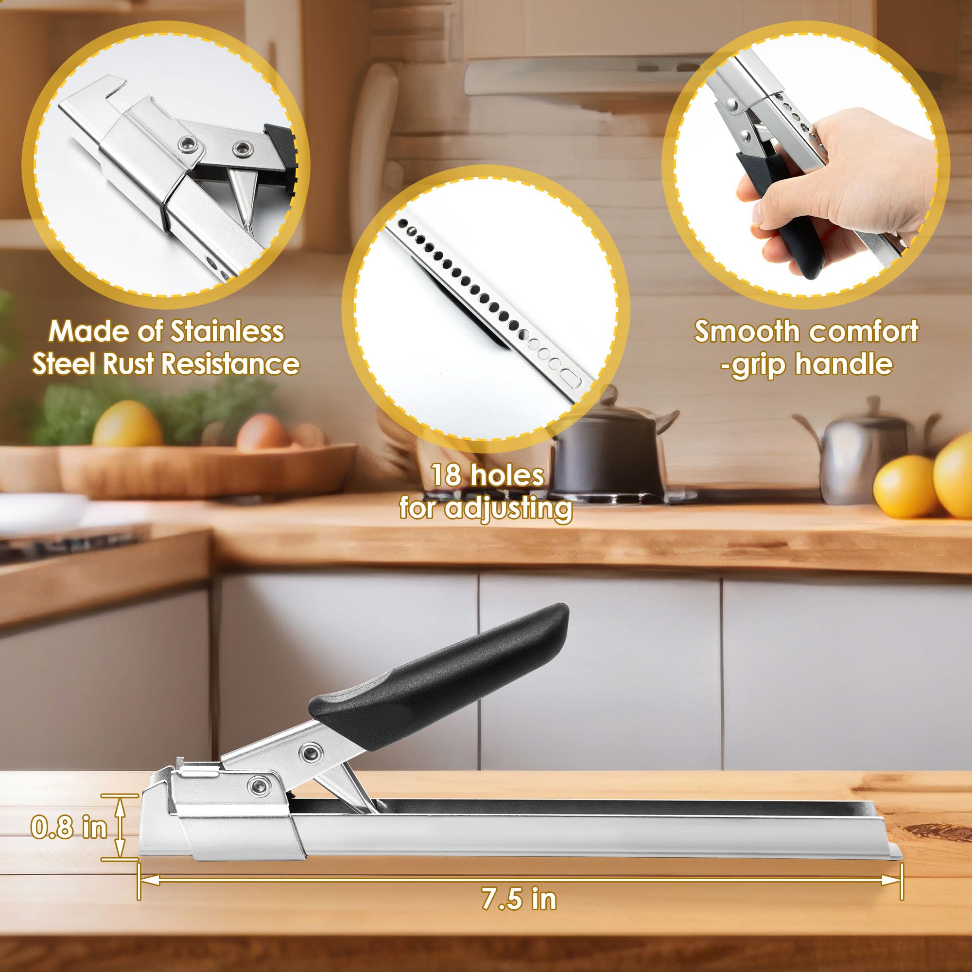 Dreyoo Verstellbarer Dosenöffner, multifunktionaler Edelstahl-Dosenöffner mit Glasgreifer, bequemer Griff, Glasdeckelöffner für schwache Hände, Senioren, Arthritis, Kinderöffner, 19,1 cm, 2 Stück