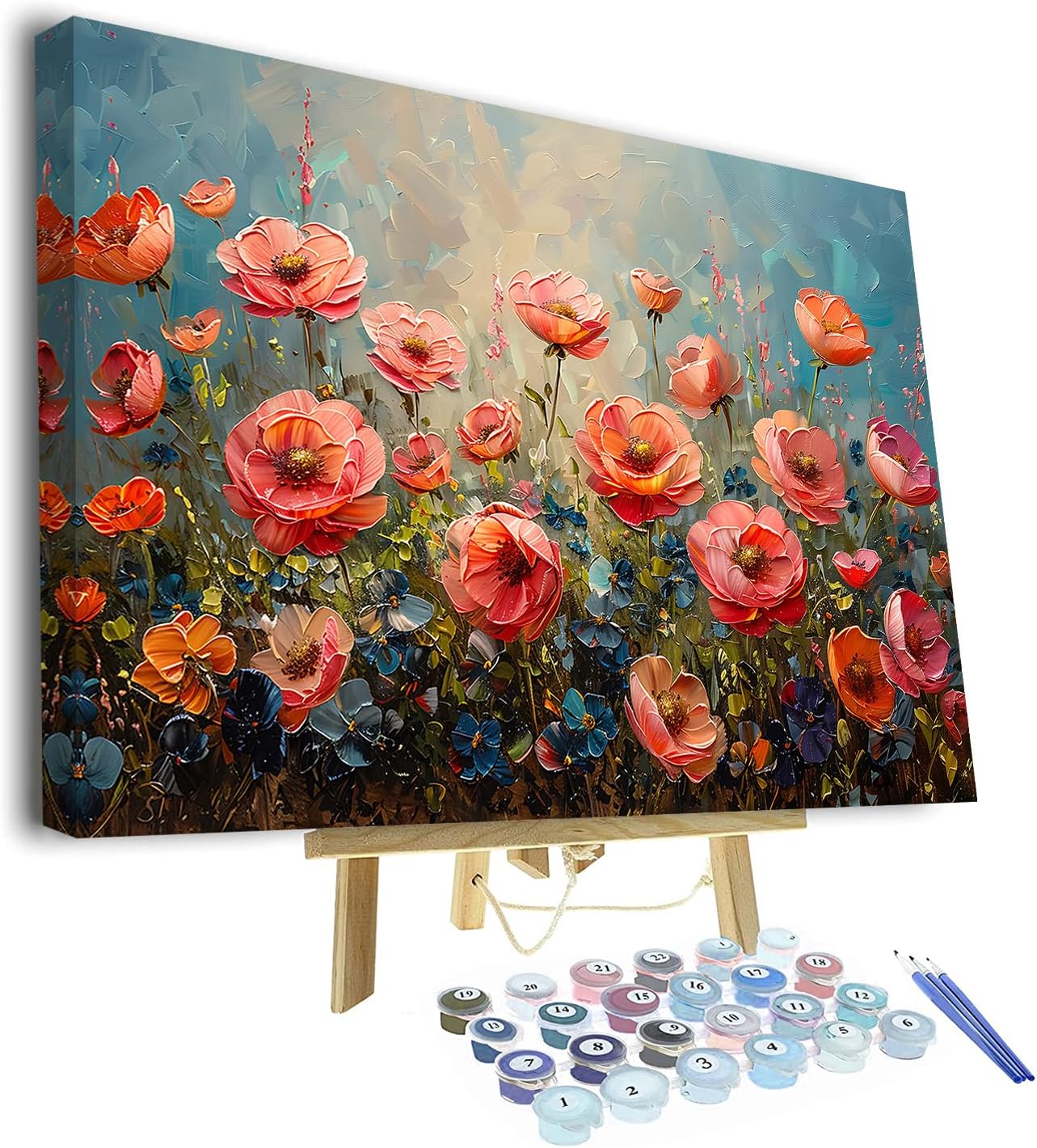 Rebotipy DIY Paint by Numbers Kit - Jesus Christ With Cross and Pigeons - Adult Canvas Oil Hand Painting Craft for Home Decor - 16x20 Inch With Frame