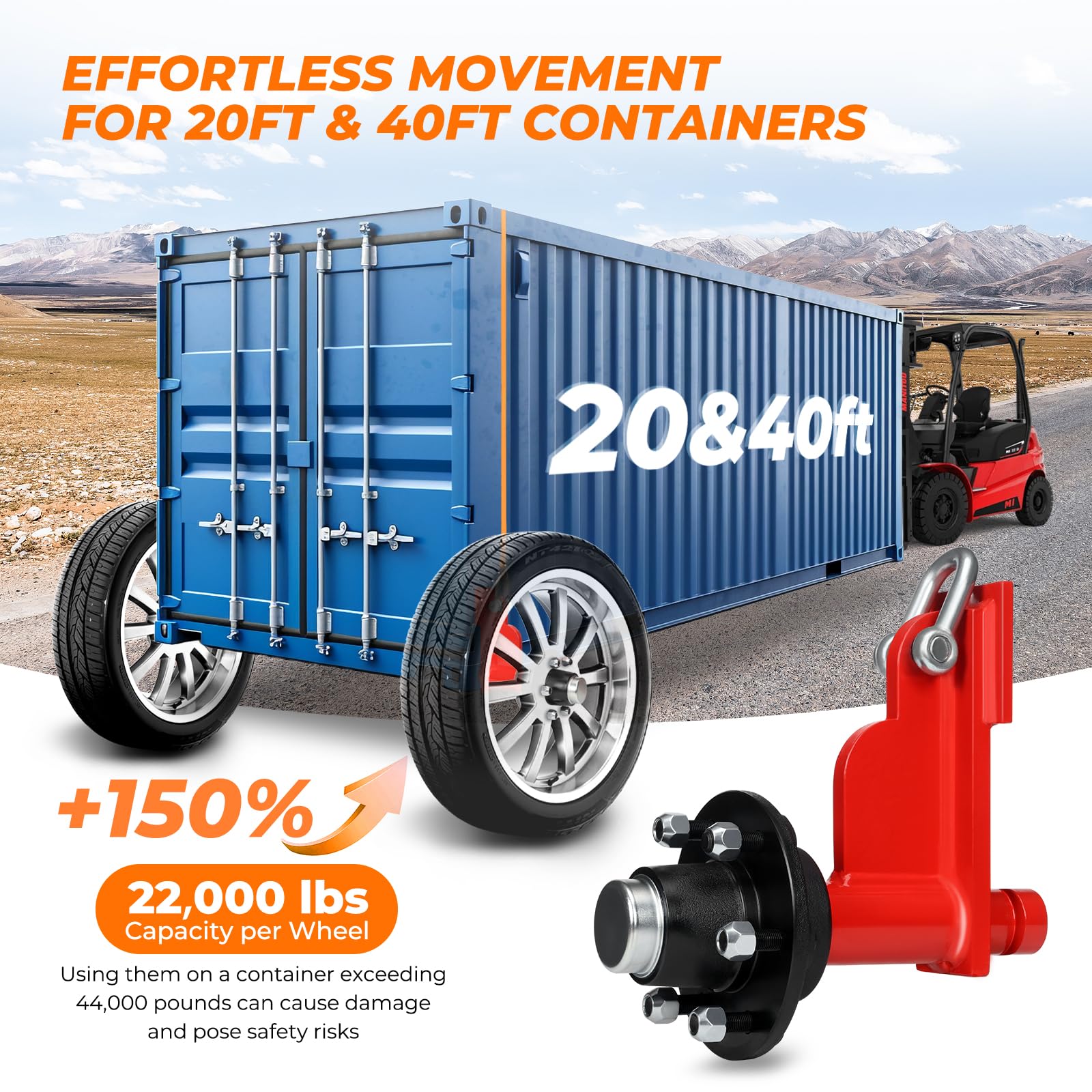 Atesilor 2 Pack Shipping Container Wheels 6 Lug, Axles Kit with