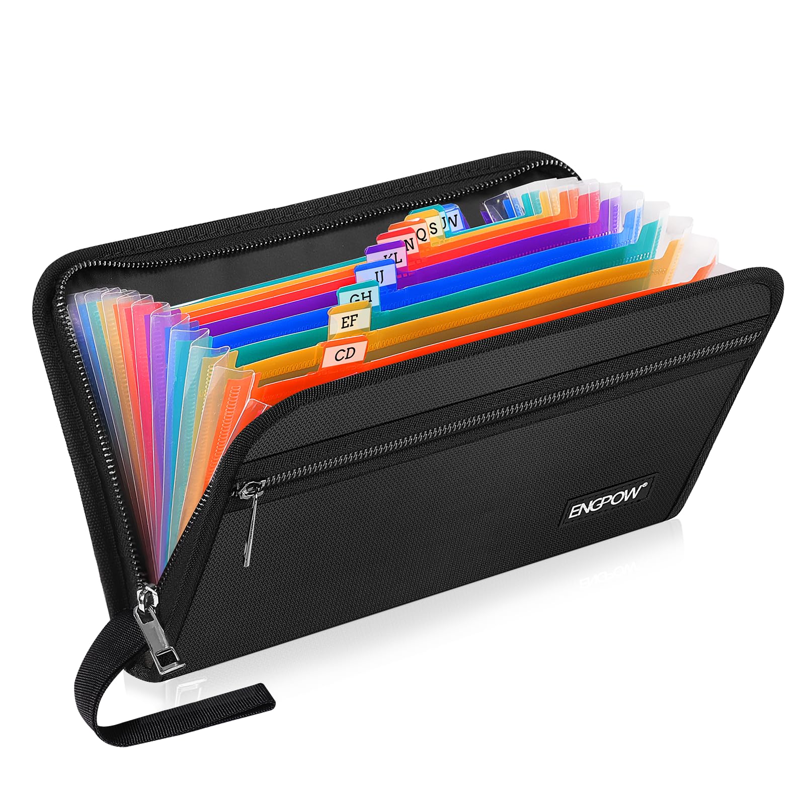 ENGPOW Receipt Coupon Organizer,Fireproof 13 Pockets Expanding File Folder Small Accordian File Organizer,Portable Filing Wallet Holder with Zipper &