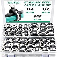 Vista 20 de 40 piezas de abrazaderas de cable de 1-3/4 pulgadas, abrazaderas de cable de acero inoxidable 304 con revestimiento de goma acolchadas y aisladas