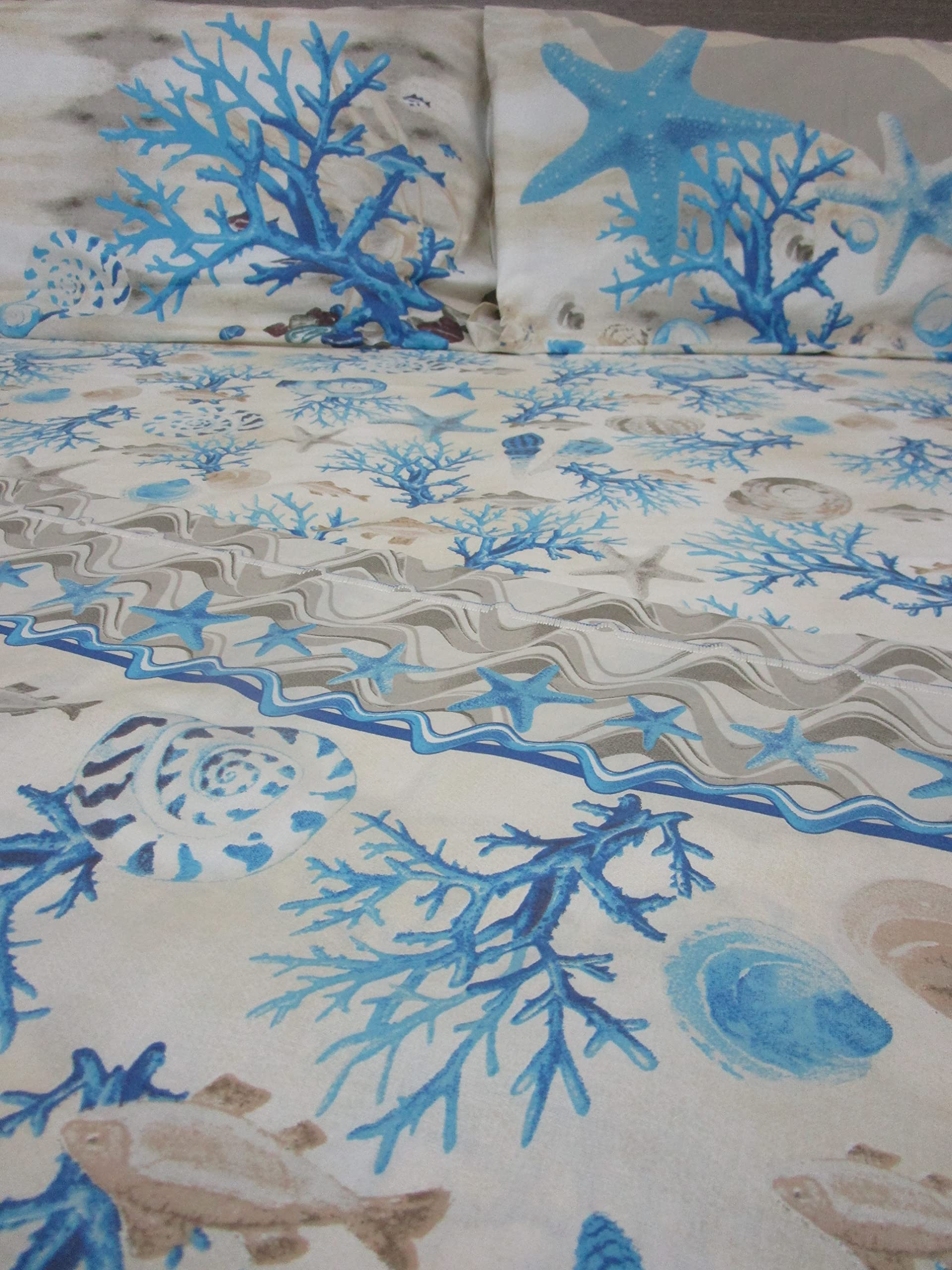 Completo Letto Fantasia CORALLO PESCI MARE In Stampa Digitale Matrimoniale-Singolo-Una piazza e Mezza 100% Cotone In Fibra Naturale ...!!!! (Matrimoniale)