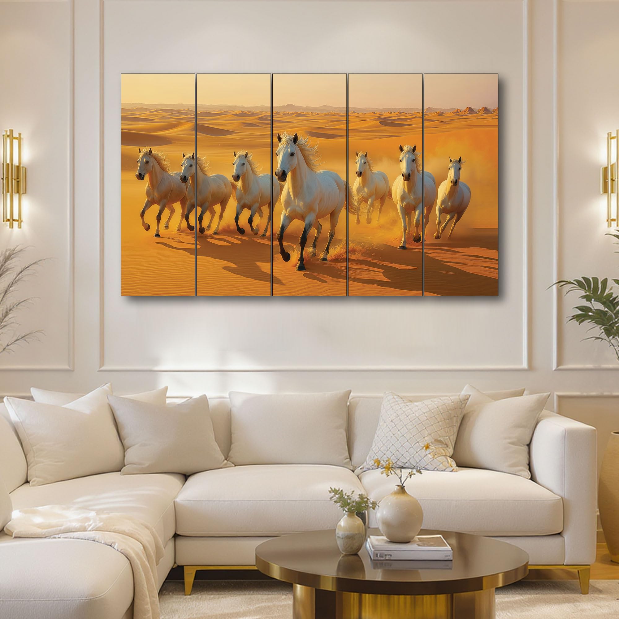Running Horses Wall Art - Vastu Painting with Wooden Frame -19 Running Horses Wall Art - Vastu Painting with Wooden Frame -19