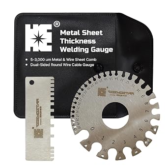 Cosmostar 2 Pcs Stainless Steel Welding Gauge Set Wire & Metal Sheet Thickness Gauge, 25-3,000 um Wet Film Comb + Dual-Sided Round Wire Cable Gauge for Welding Material & Sheet Measurement
